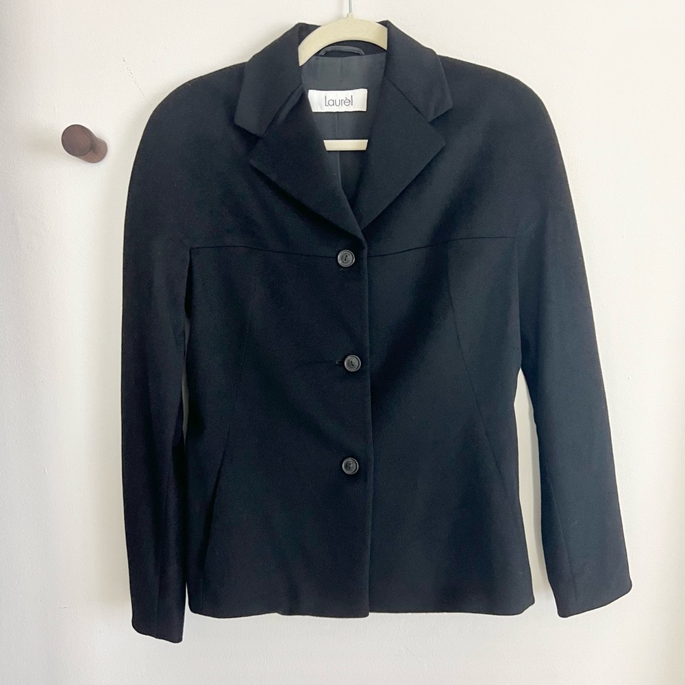 Laurèl 100% Cashmere Women's Classic Black Blazer Jacket